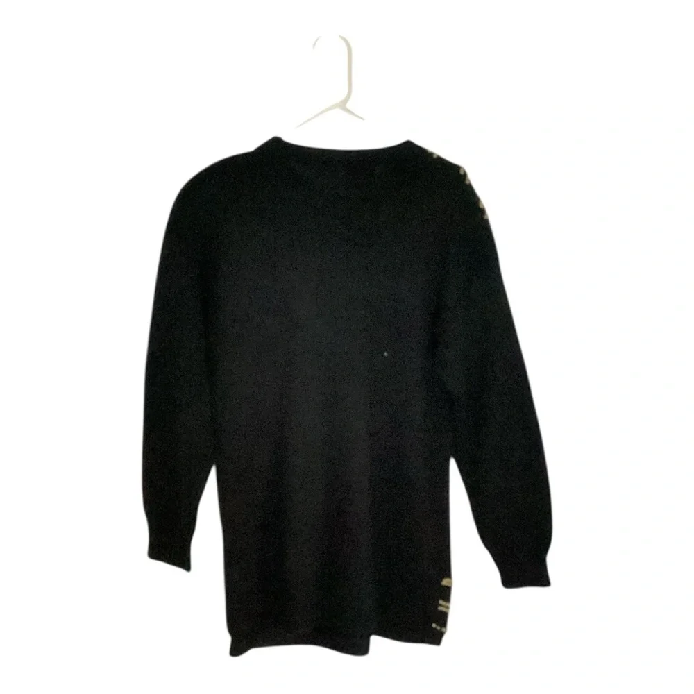 VTG 80s Lisa Black Bejeweled Colorful Beaded Chunky Sequin Sweater Black M - Picture 2 of 5